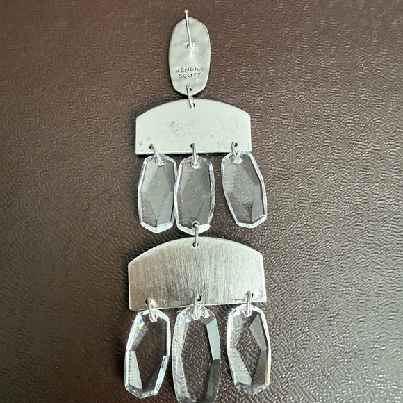 Kendra Scott Silver and Clear Chandelier Dangle Earrings - Picture 5 of 7